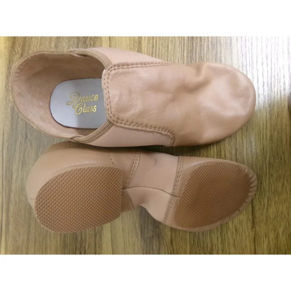 Pre-Owned Dance Jazz Shoes Dance Class Girls 3M Child Slip On Leather Split Sole